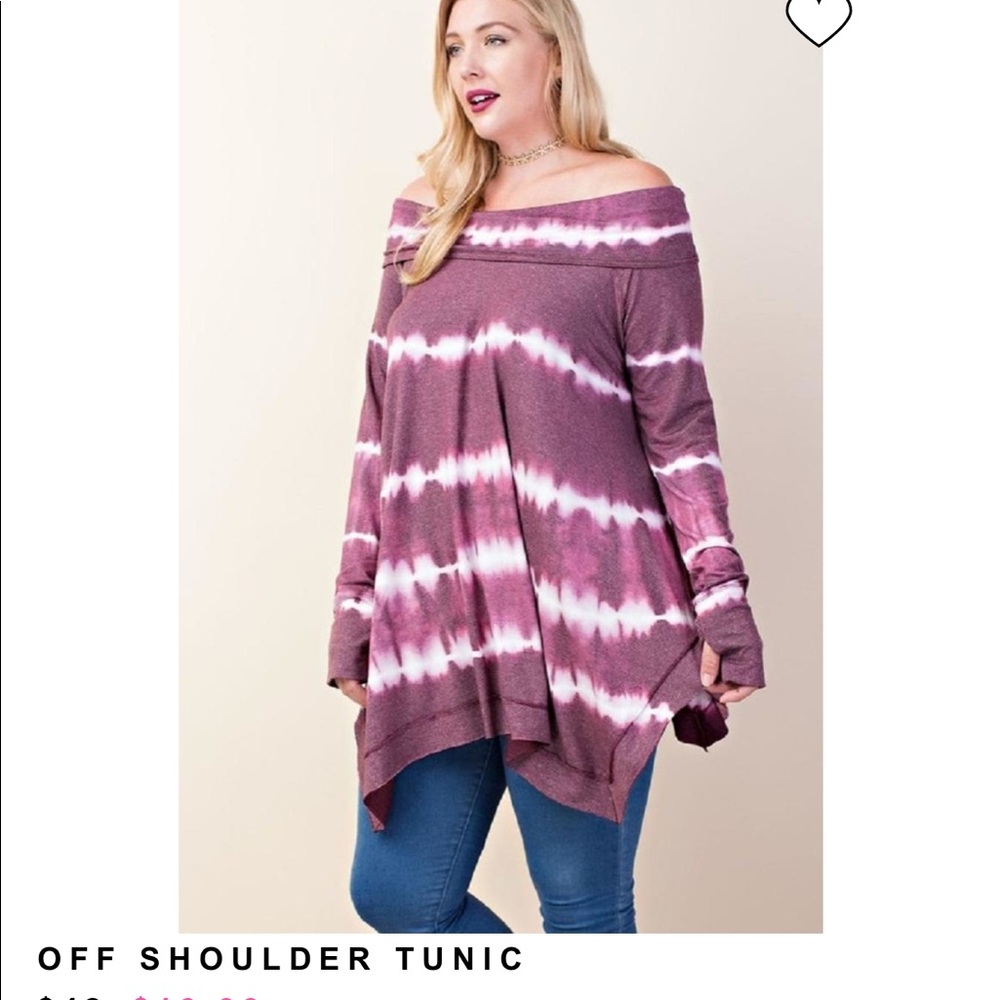 Plus size off shoulder tye dye tunic